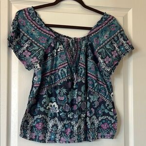 LIKE NEW Lucky Brand Floral Off-Shoulder Top size Large